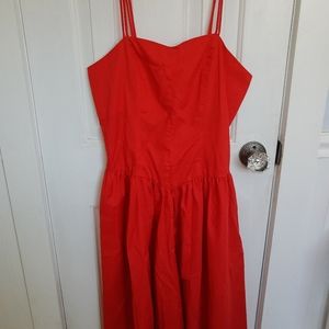 1980s red serbin dress cotton